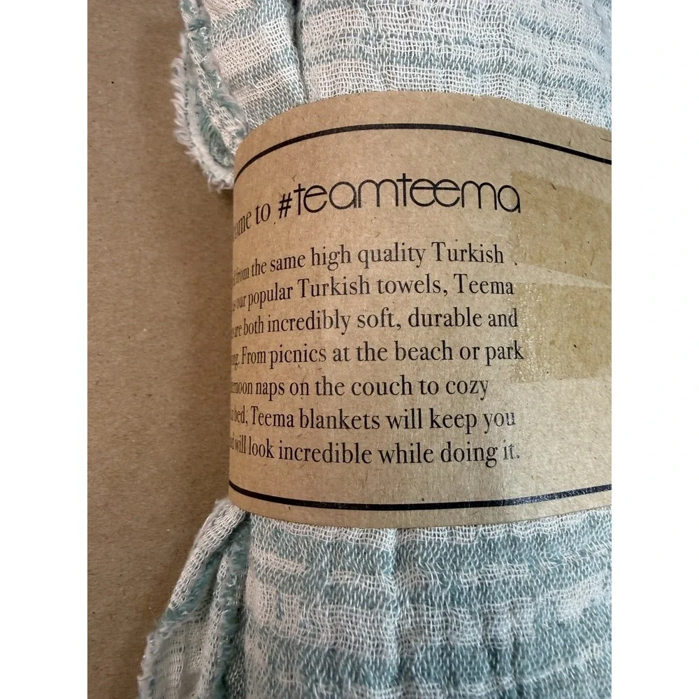 Teema‎ Blanket Towel Stripes Blue White Turkish Cotton Boho Beach Lounge Decor